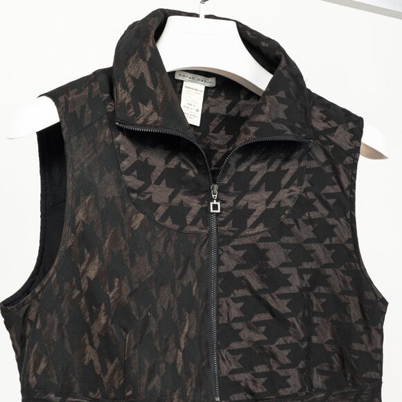 Sarah Pacini Black Metallic-Houndstooth High-Neck Mini Dress - Picture 3 of 8